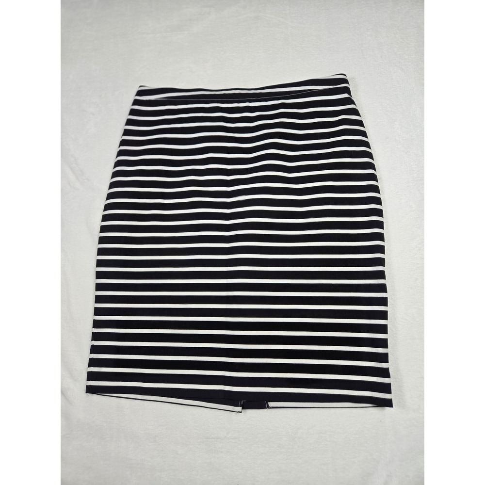 White House Black Market Striped‎ Pencil Skirt Black White Size 8 Preppy Office